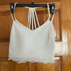 beige/cream lace fancy top
